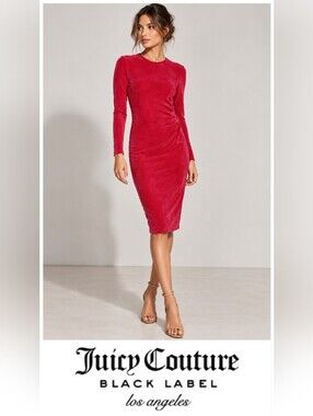 Crushed velvet Juicy Couture Black Label  rusched hot pink dress
